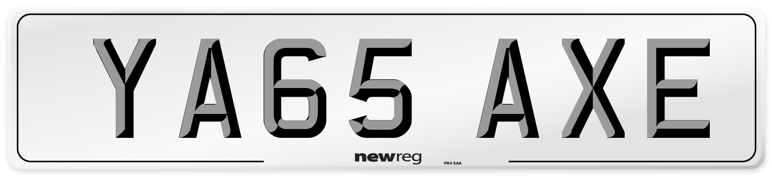 YA65 AXE Number Plate from New Reg